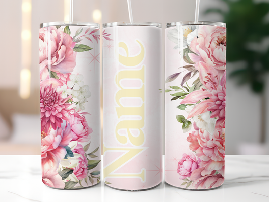 Custom Floral Name Tumbler — Personalised Just for You
